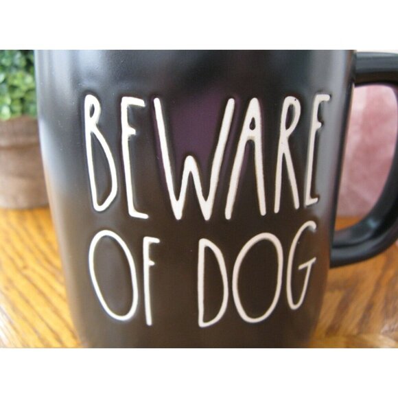 New Rae Dunn BEWARE OF DOG Black & Orange Ceramic Coffee Tea Mug Cup - Picture 5 of 9
